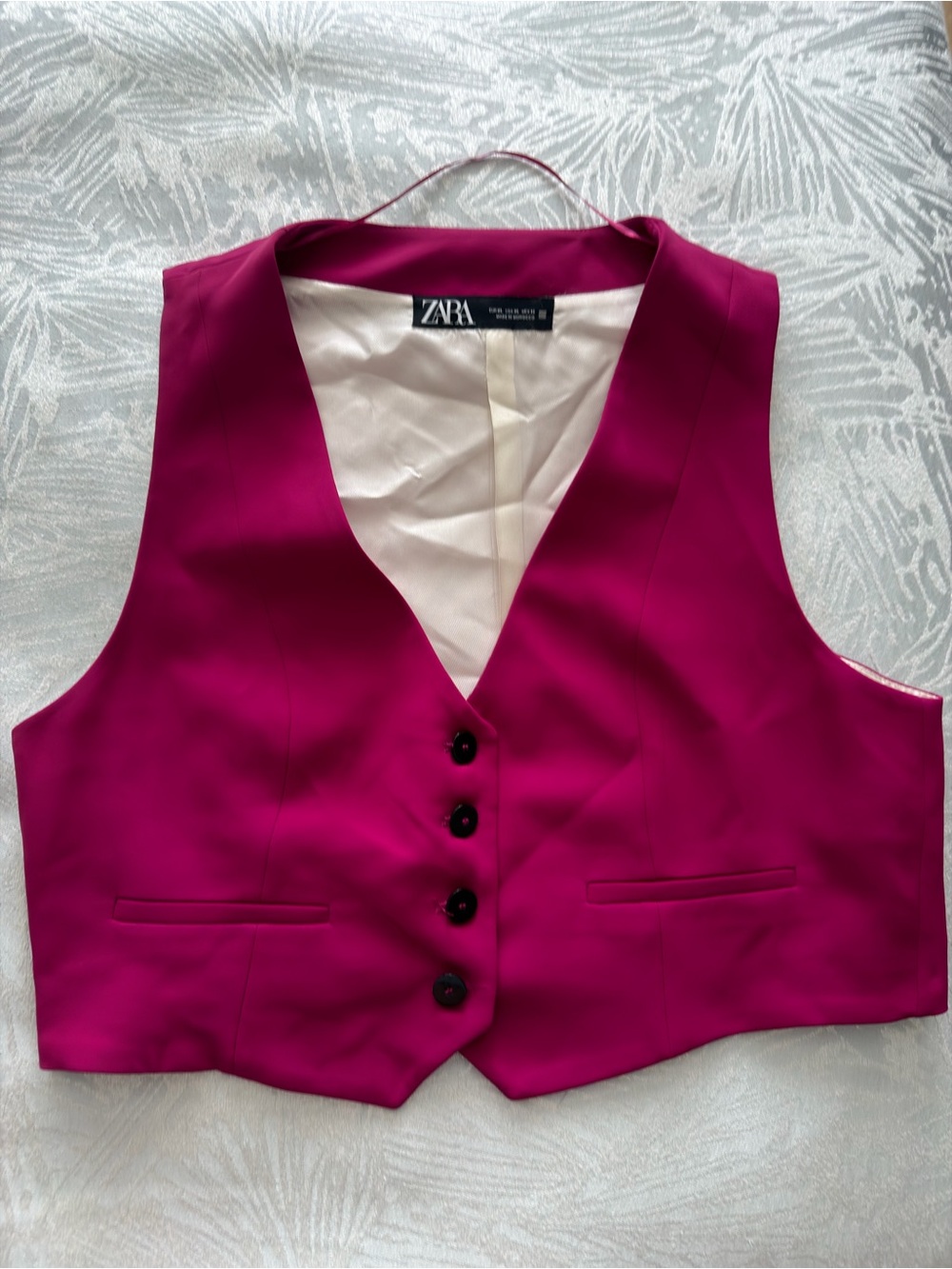 Zara Fuchsia and Cream Lined Vest